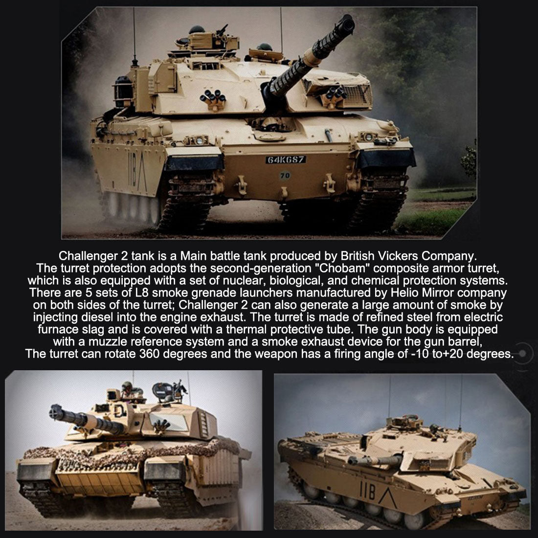 1:16 2.4G British Challenger Ⅱ Main Battle Tank with Sound Smoke Shooting Effect (Metal Ultimate Edition)