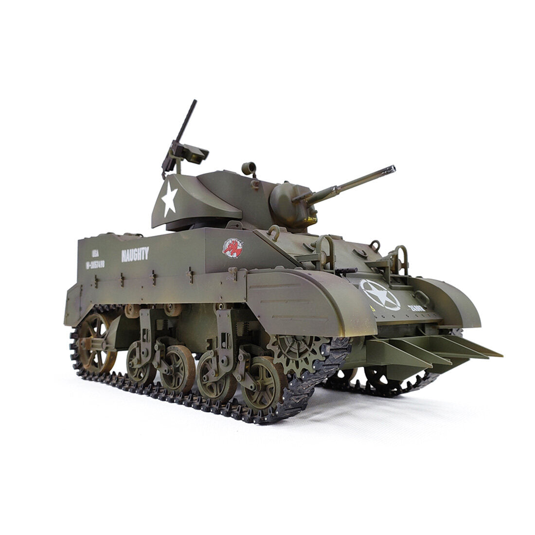 1/16 2.4G US M5A1 Stauart Light Tank Simulated RC Military Tank with Sound&Light&Smoke Effects