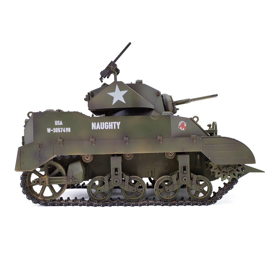 1/16 2.4G US M5A1 Stauart Light Tank Simulated RC Military Tank with Sound&Light&Smoke Effects