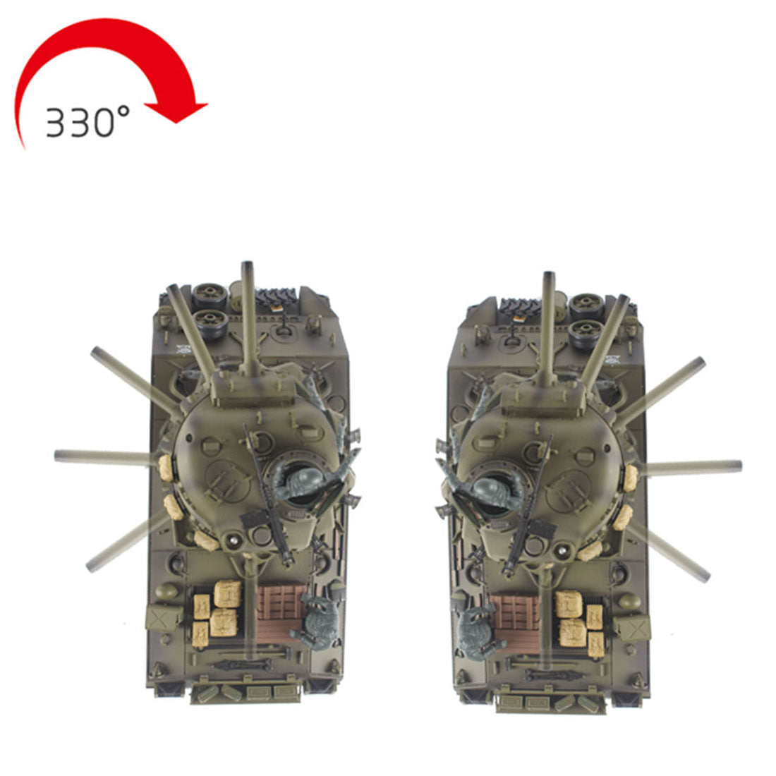 1:16 2.4G American M4A3 Sherman Simulated RC Tank with Light Sound Smoke Shooting Effect