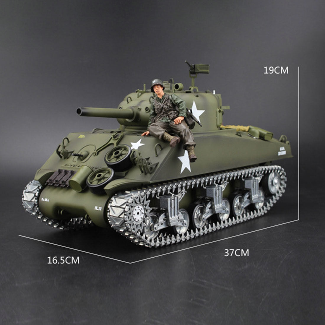 1:16 2.4G American M4A3 Sherman Simulated RC Tank with Light Sound Smoke Shooting Effect