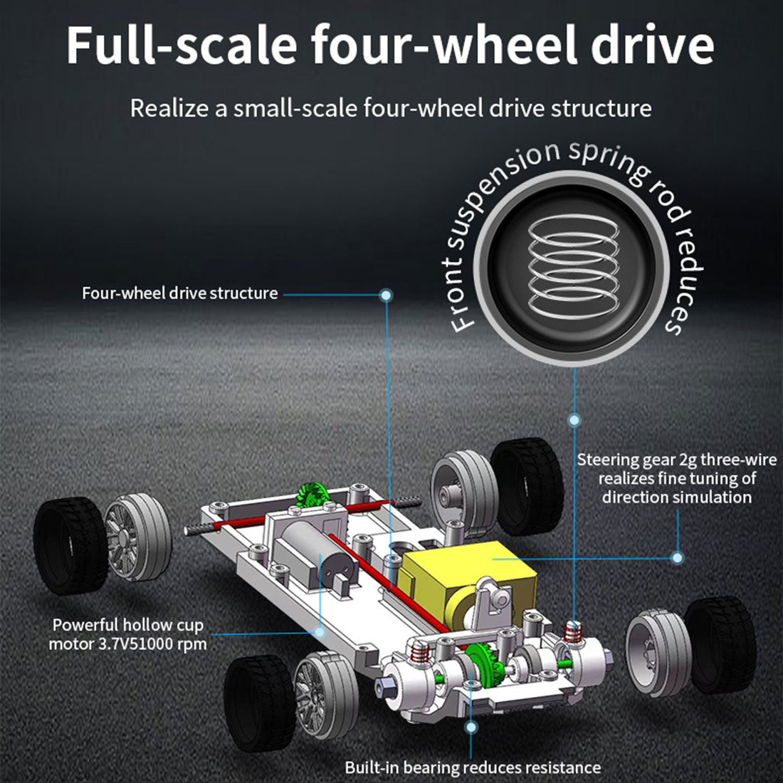 1/43 Scale 2.4G 4WD Full Proportional RC Electric Mini Racing Drift Car Model