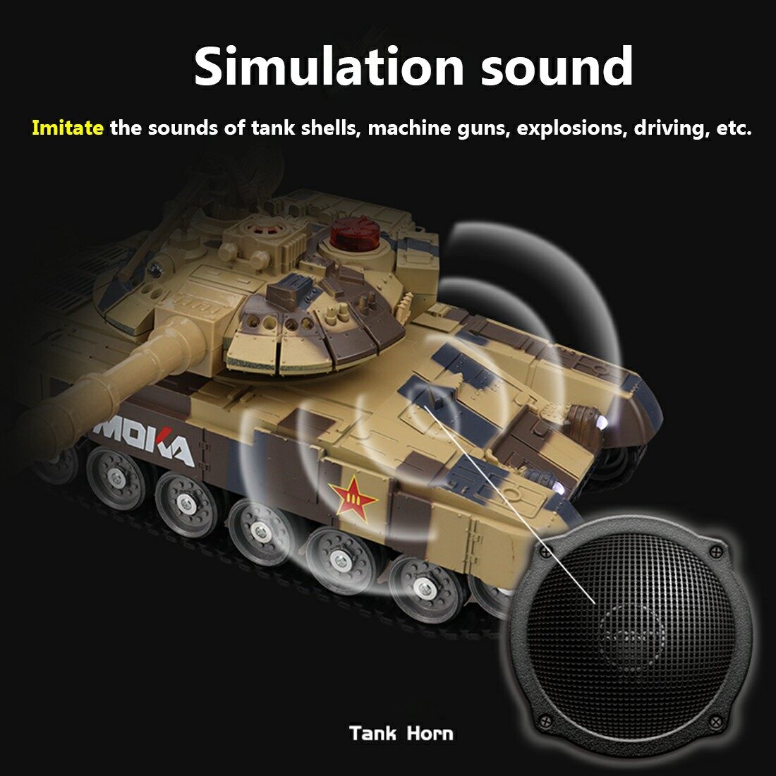 2.4G RC 59D Battle Tank Rechargeable with Light and Sound (Camouflage Yellow)