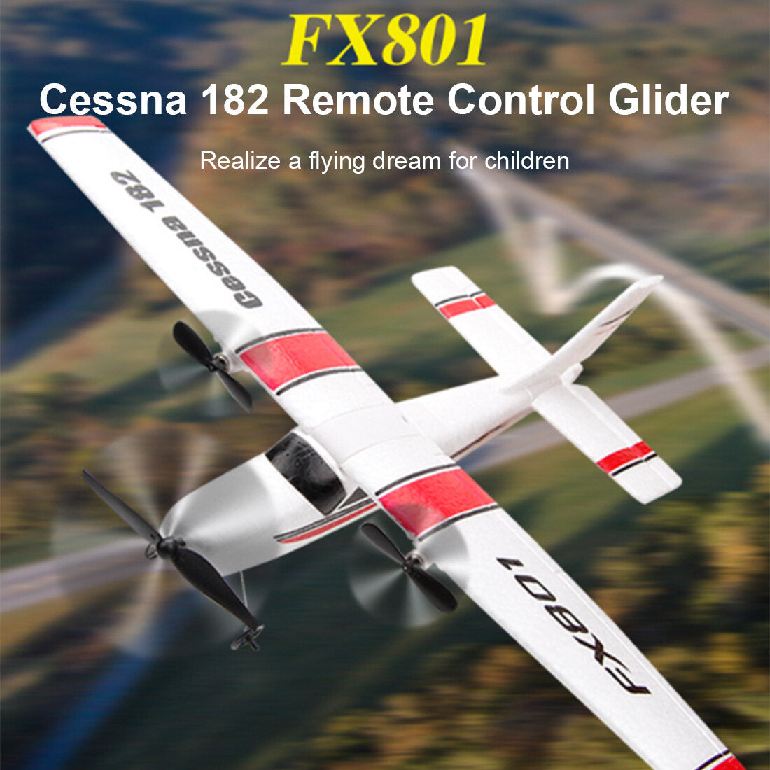 FX-801 Cessna 182 2.4G RC Airplane Electric Fixed-Wing Glider Model (RTF Version)