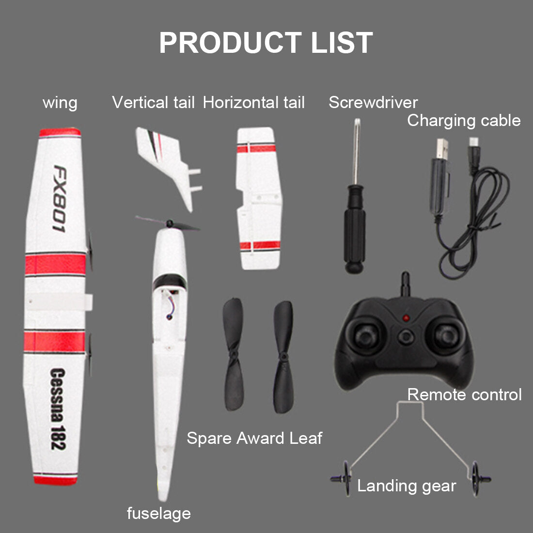 FX-801 Cessna 182 2.4G RC Airplane Electric Fixed-Wing Glider Model (RTF Version)