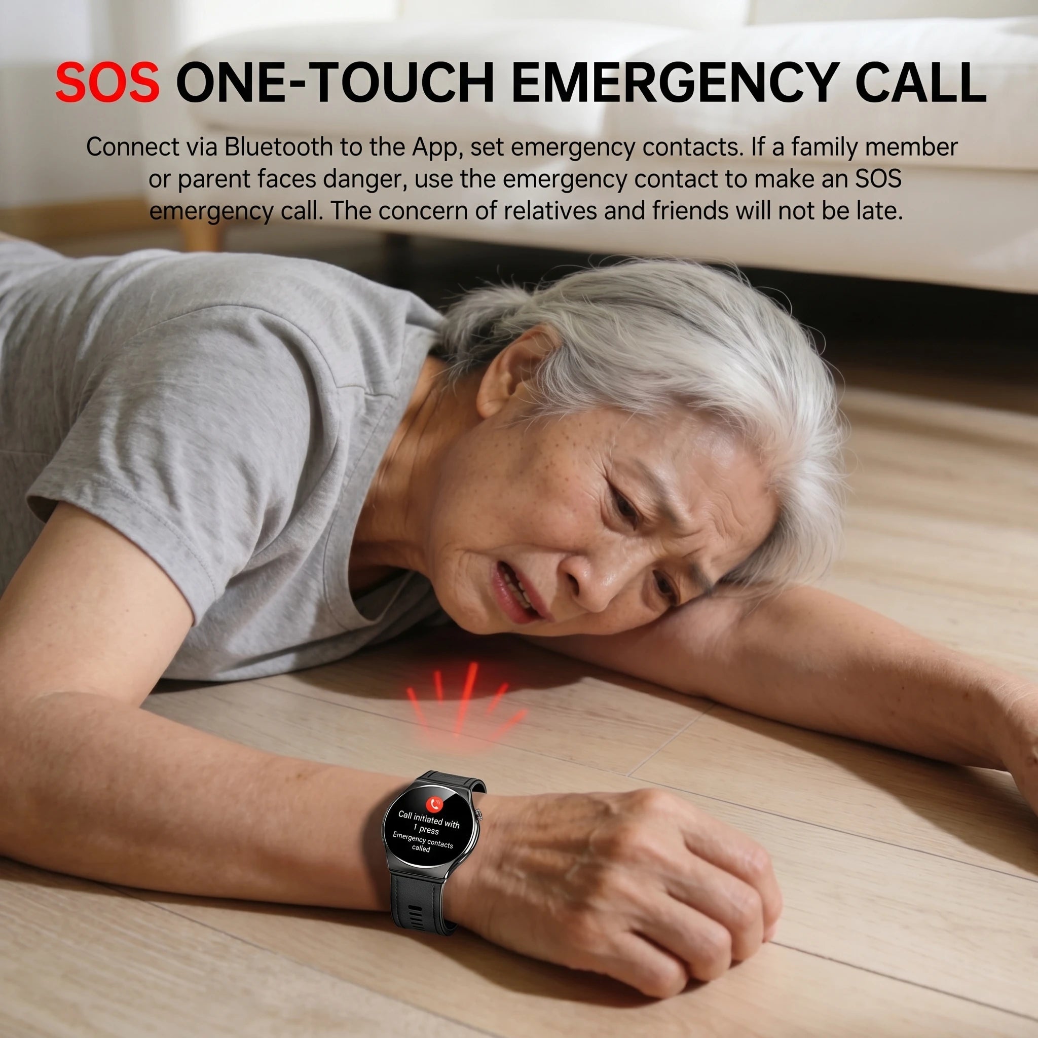 Health Monitoring Smart Watch for Seniors with Blood Pressure, ECG PPG, Heart Rate, SpO2 and Bluetooth Calling
