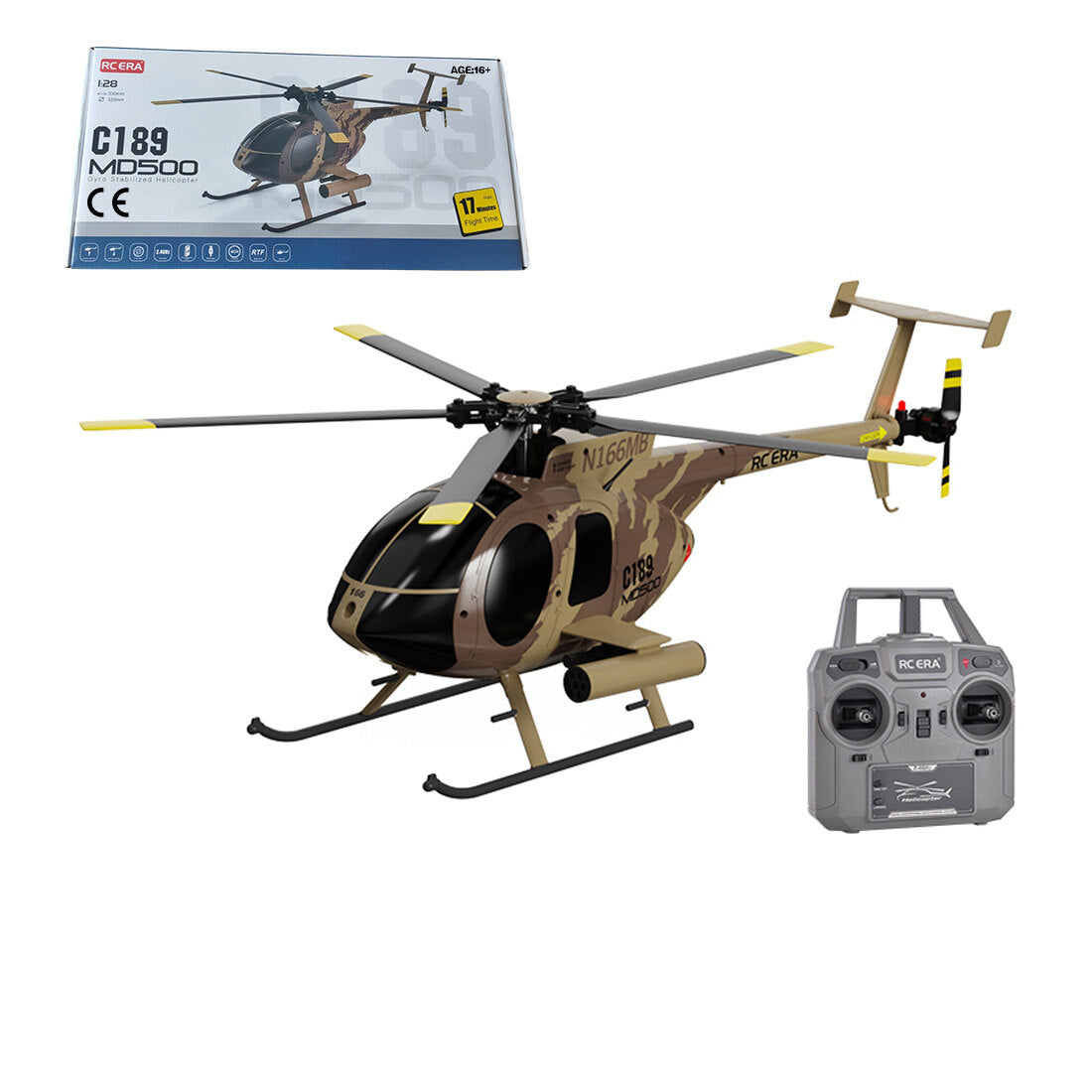 RC ERA MD500 C189 Little Bird Aircraft Model 1/28 2.4G 4CH Single-Rotor RC Helicopter Model (RTF)