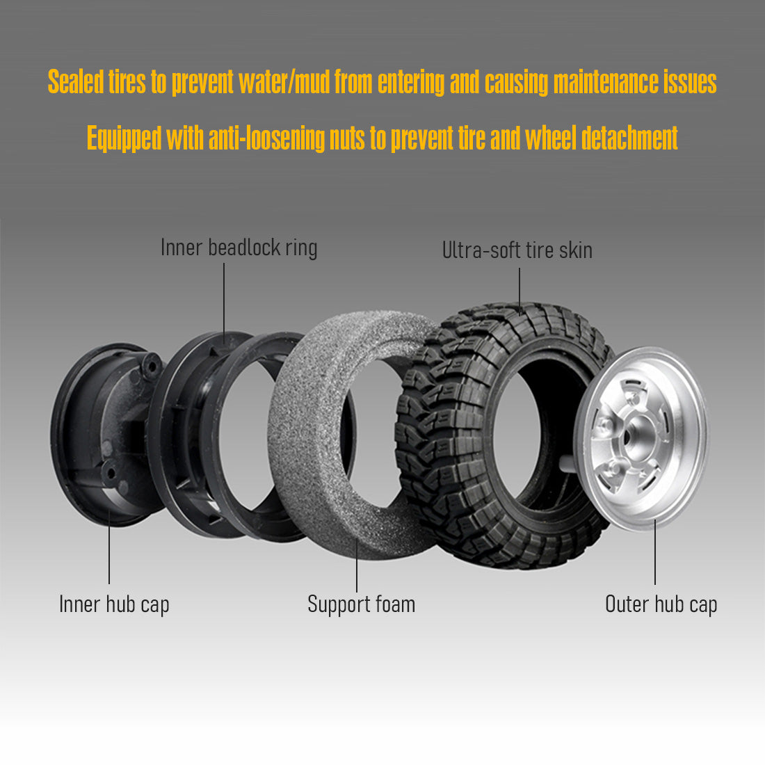 MN-168 1/12 2.4G 4WD RC Off-Road Crawler Car with Front and Rear Lights (RTR)