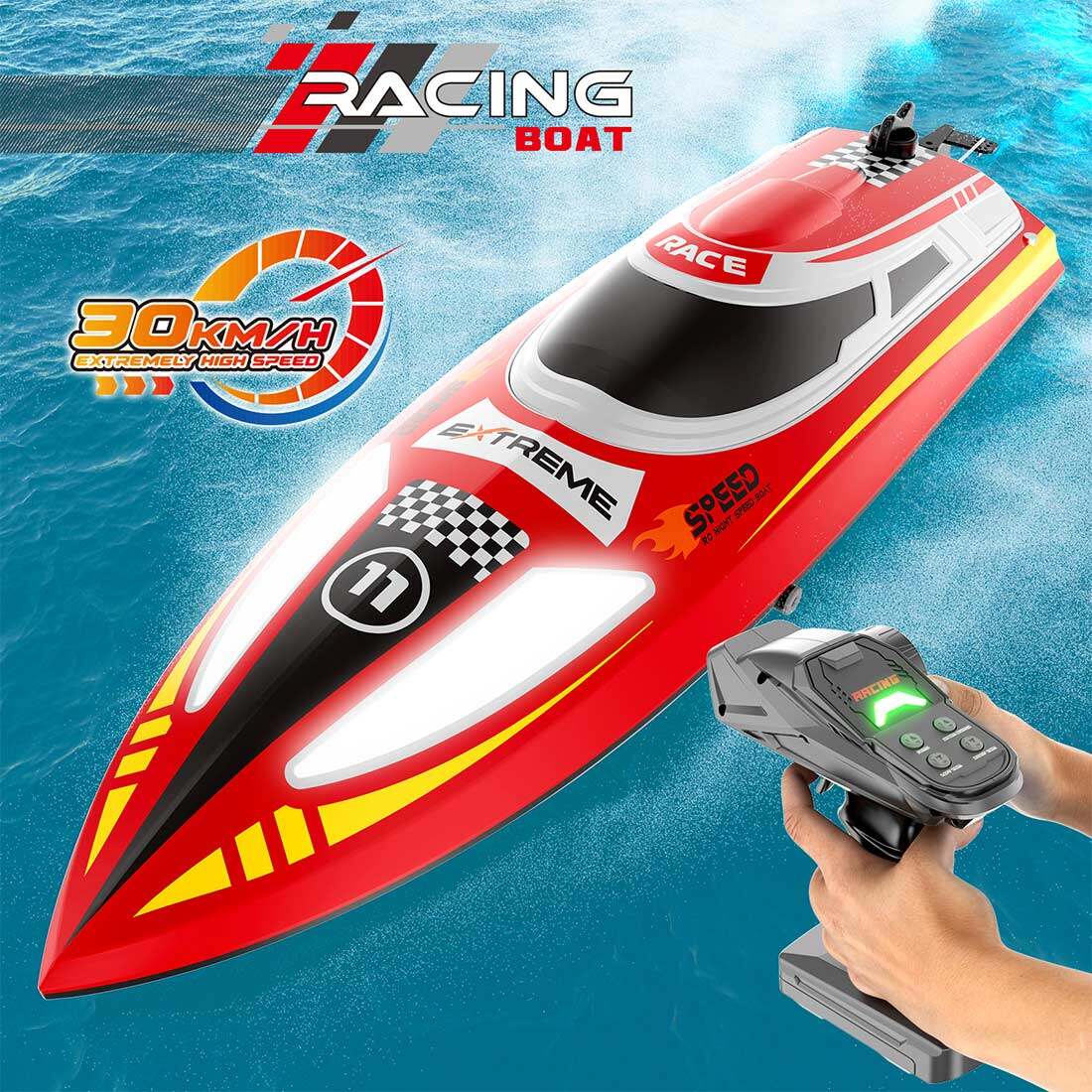 RC Speedboat Electric 30KM/H with Night Navigation Lights (RTR）
