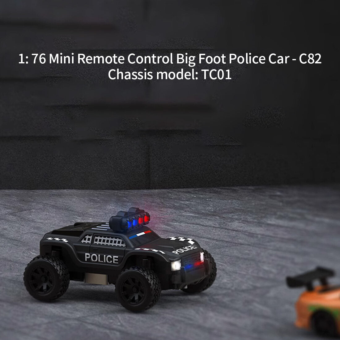 TURBO Racing C82 1/76 2.4G RC 3CH Electric RWD Police Monster Truck Model (RTR)