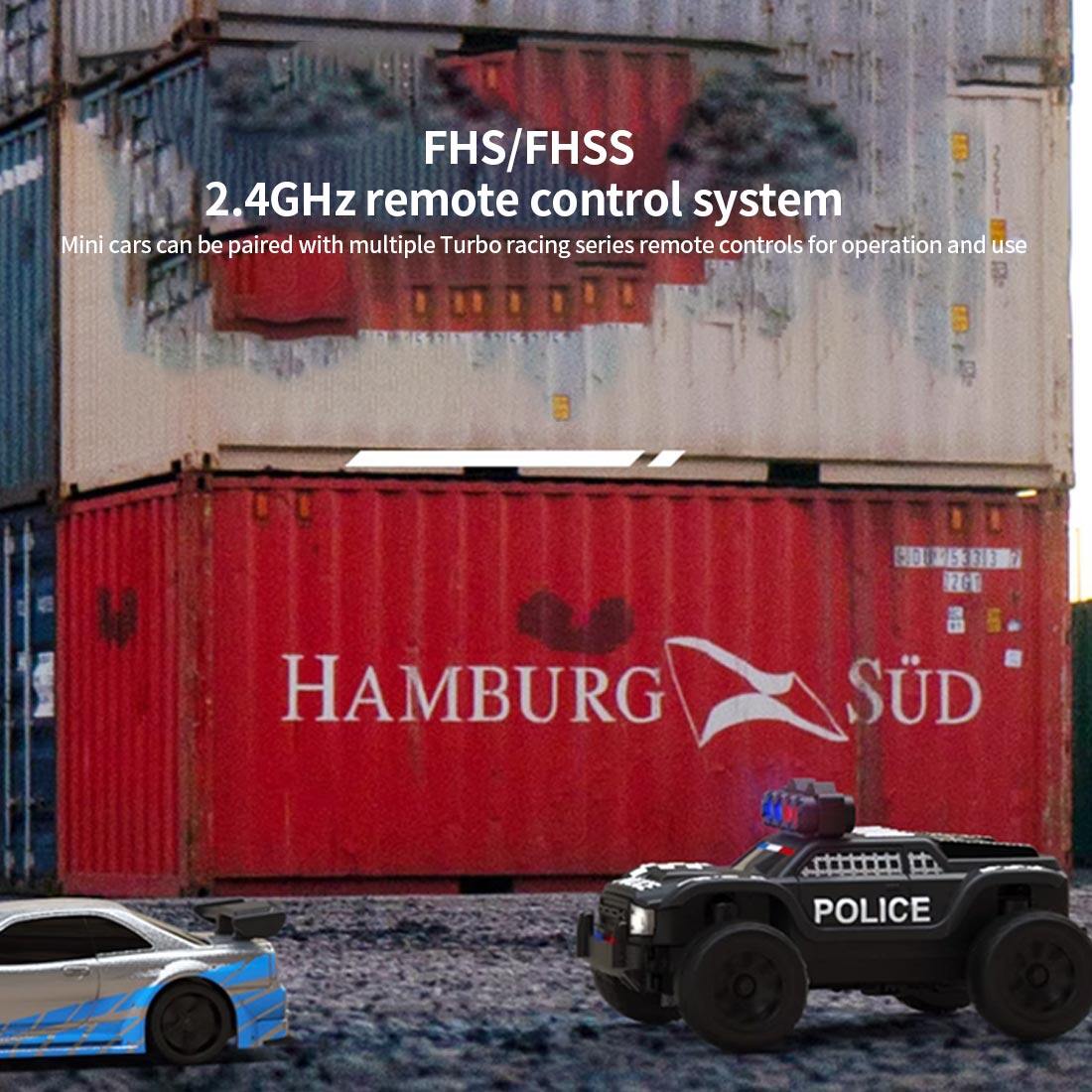 TURBO Racing C82 1/76 2.4G RC 3CH Electric RWD Police Monster Truck Model (RTR)