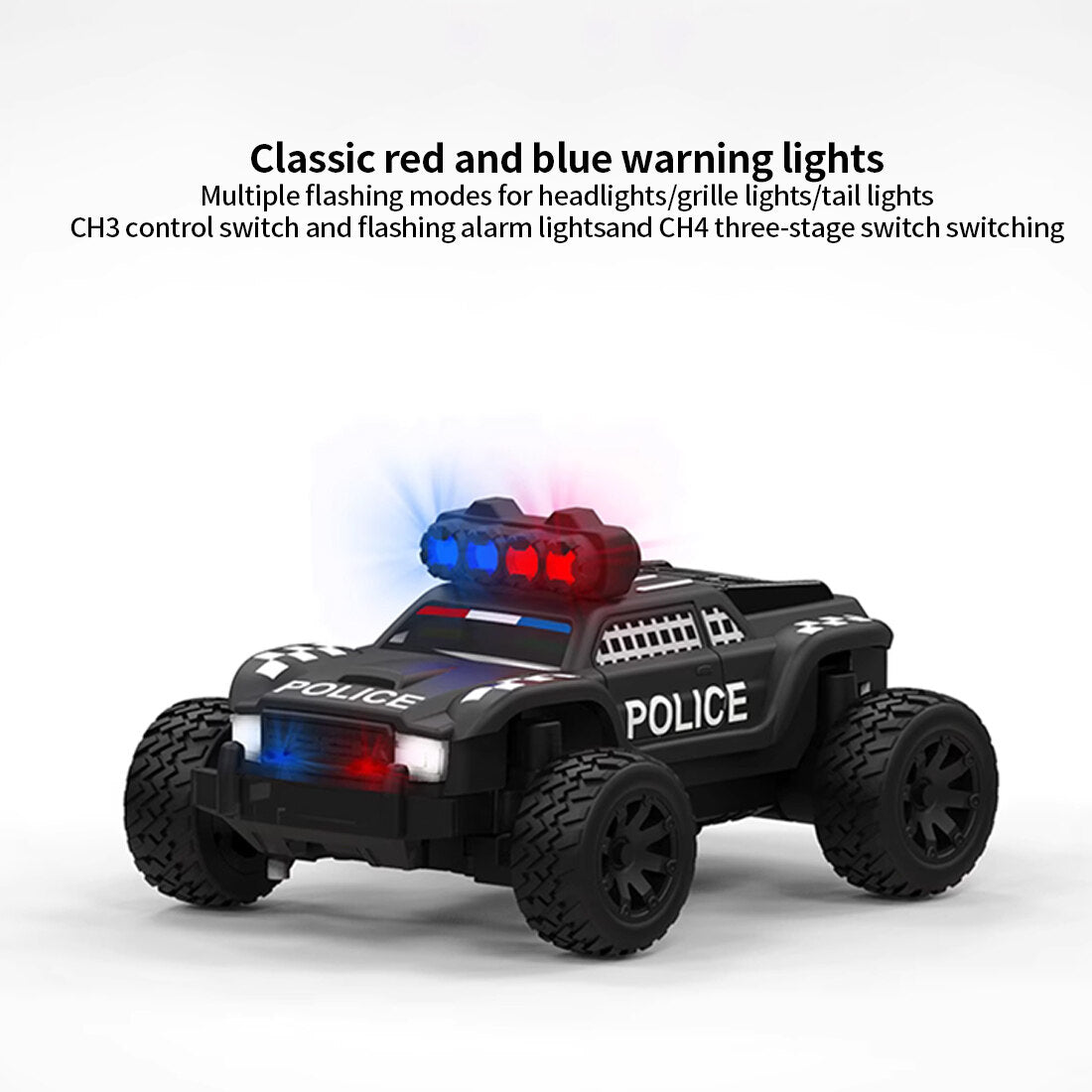 TURBO Racing C82 1/76 2.4G RC 3CH Electric RWD Police Monster Truck Model (RTR)