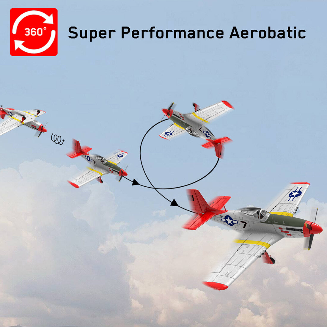 VOLANTEXRC P51D 2.4G RC EPO Fixed Wing with Xpilot 6 Axis Gyroscope RC Airplane Model (RTF)