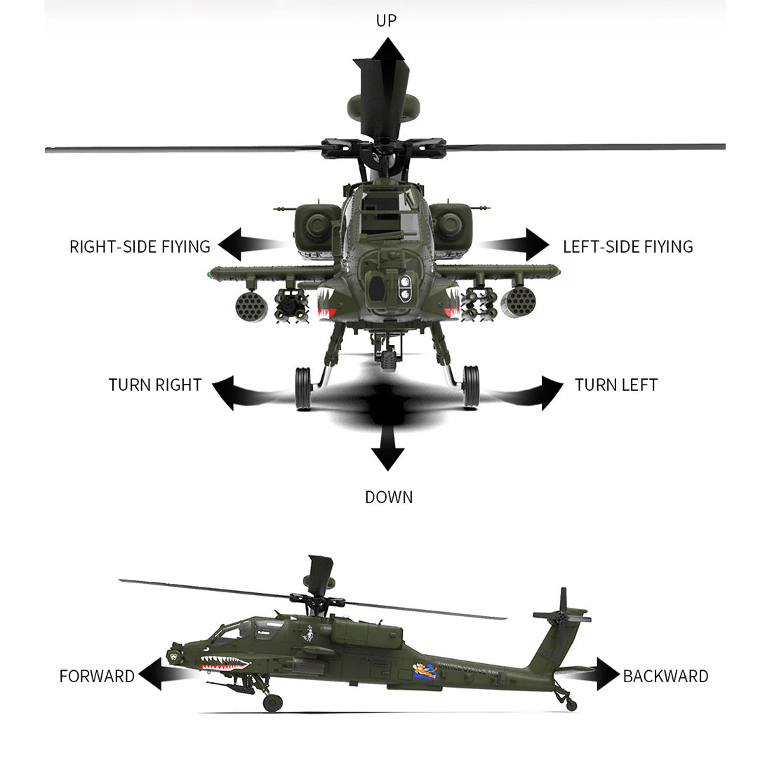 YU XIANG F11 AH64 1/32 2.4G 6CH RC Helicopter Model (RTF)